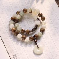 Bracelet double tour en bois de santal vert Bodhi Seed de KarmaRipple, boucle de paix et équilibre