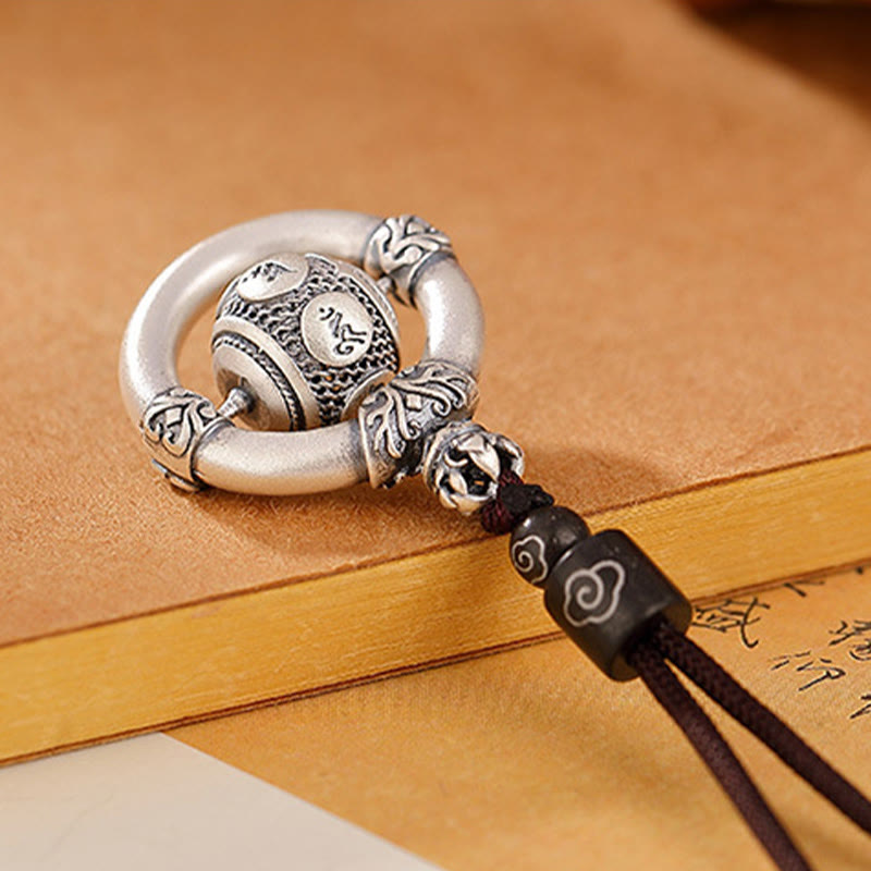 KarmaRipple's 999 Sterling Silver Om Mani Padme Hum Engraved Wisdom Pendant Rope Necklace p5