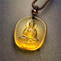 Collier pendentif en pierre précieuse Liuli avec bénédiction du Bouddha du zodiaque chinois de KarmaRipple