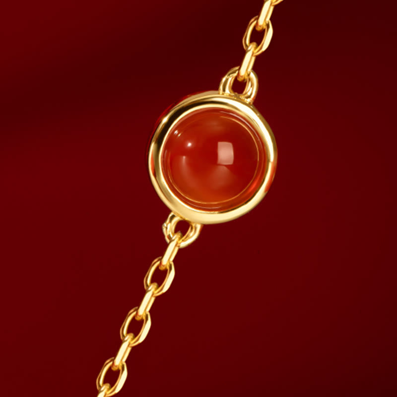 KarmaRipple's 925 Sterling Silver Plated 18K Gold Hetian Jade Ruyi Cat Cinnabar Fortune Bracelet Pendant Necklace Set p9