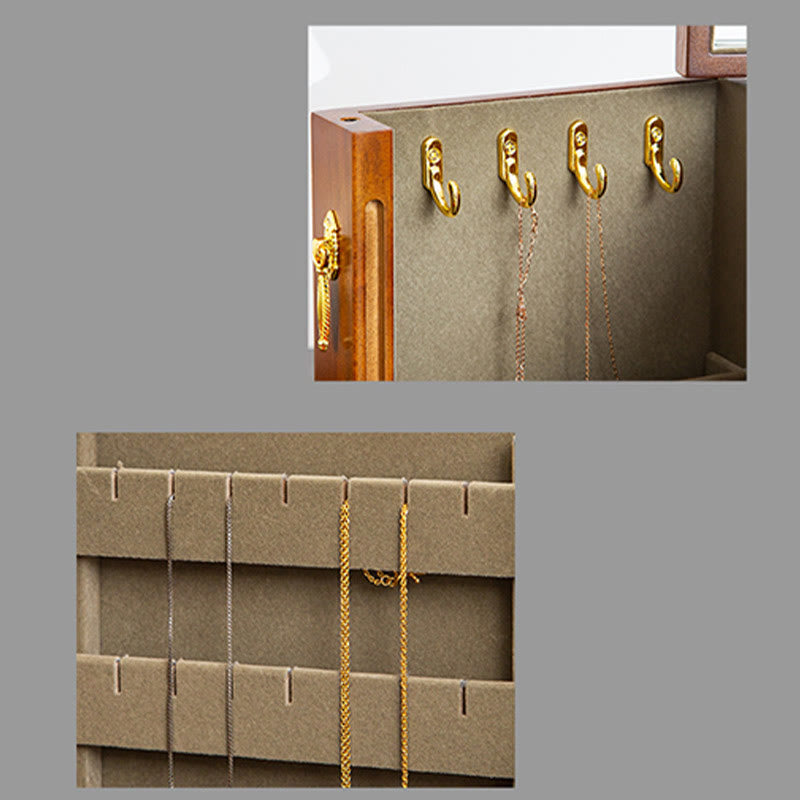 KarmaRipple's Vintage Large Capacity Wooden Jewelry Box Jewelry Storage Box With Mirror p15