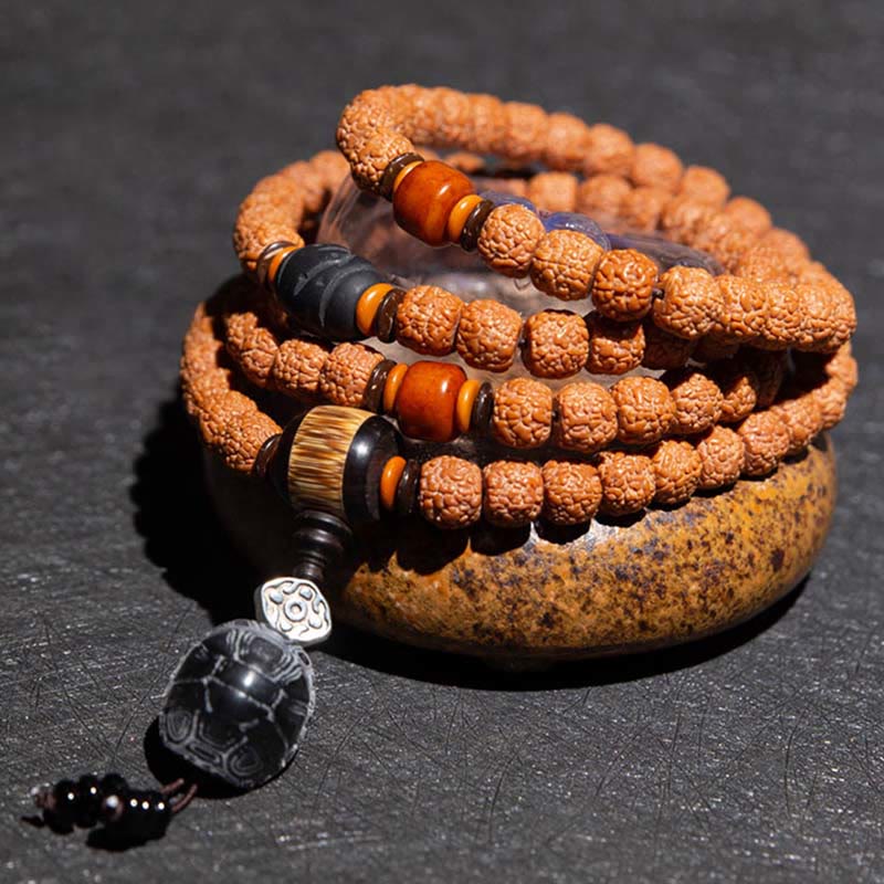 KarmaRipple's Tibet 108 Mala Beadwork Rudraksha Bodhi Seed Chinese Zodiac Natal Buddha Wealth Talisman Bracelet p18