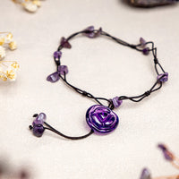 Bracelet de cheville équilibrant la paix intérieure avec pierre précieuse rose améthyste et aventurine verte de KarmaRipple