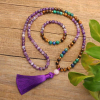 Ensemble de bracelets et malas purificateurs en améthyste tibétaine de KarmaRipple