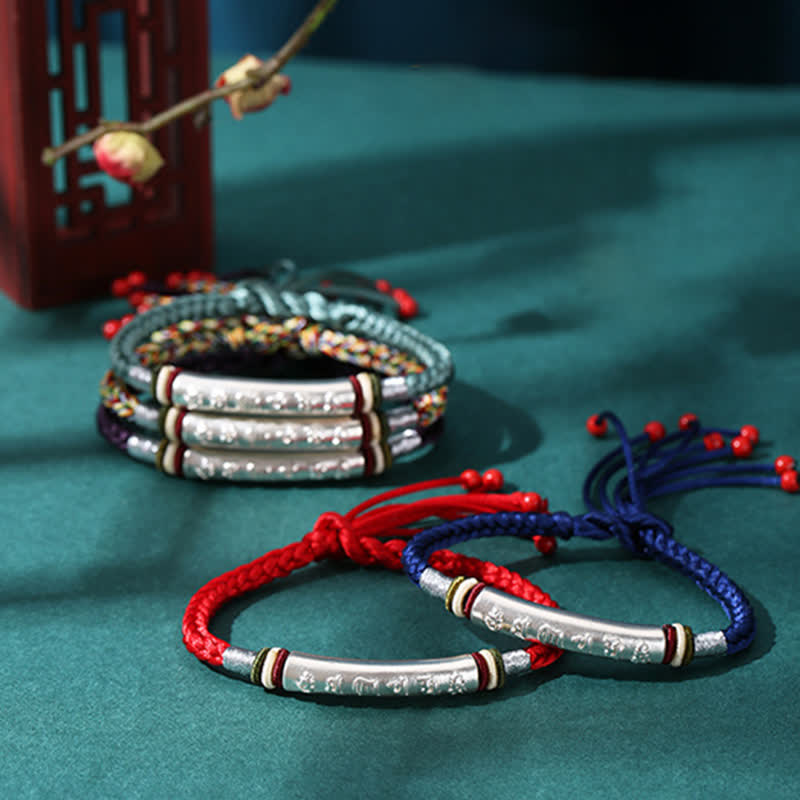 KarmaRipple's 999 Sterling Silver Om Mani Padme Hum Protection Strength String Bracelet p12