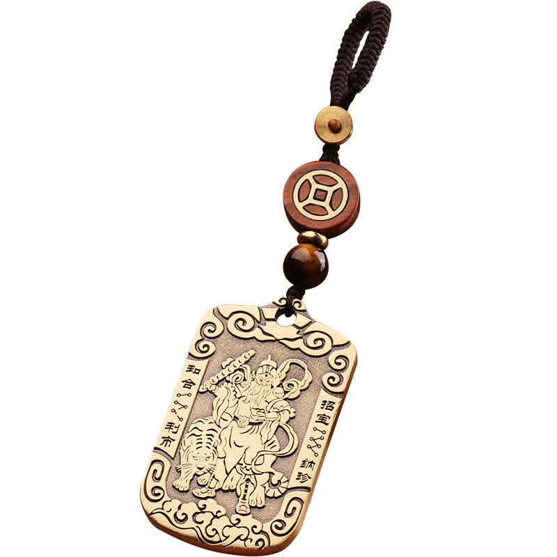 KarmaRipple's God of Wealth Zhao Gongming Bronze Protection Pendant Necklace Key Chain p9