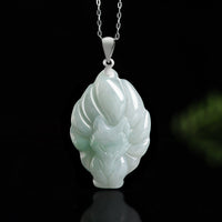 Collier pendentif en argent sterling 925 et jade authentique de KarmaRipple, symbole de prospérité, renard à neuf queues