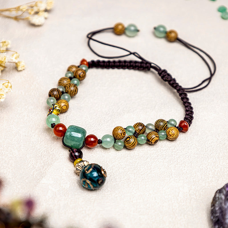 KarmaRipple's Wenge Wood Green Aventurine Balance Protection Anklet p9