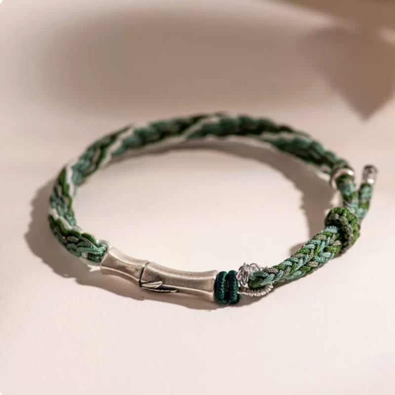 KarmaRipple's 925 Sterling Silver Bamboo Reincarnation Weave Fortune Protection String Bracelet p12