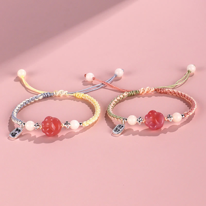 KarmaRipple's Yanyuan Agate Cat Claw Paw Ivory Bodhi Seed Fu Character Positive Woven Rope Bracelet p11
