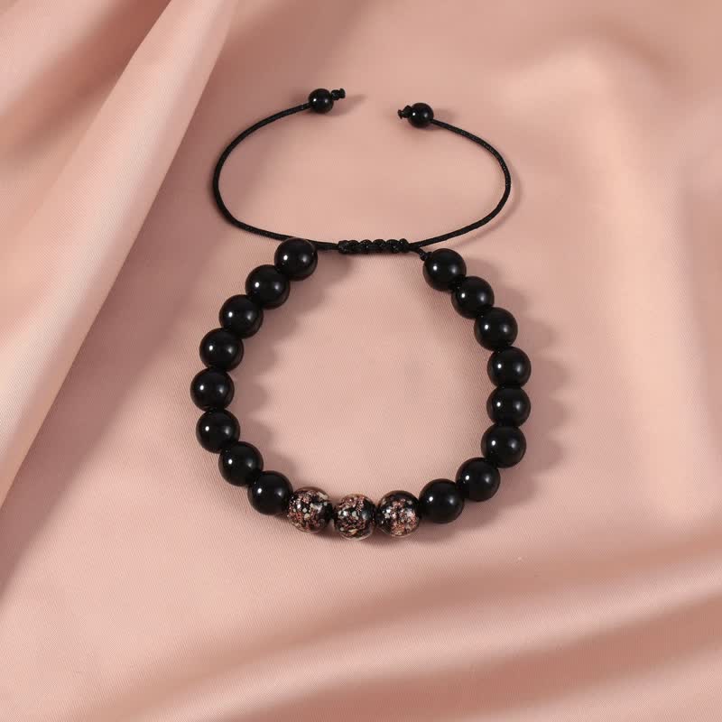 KarmaRipple's Black Obsidian Luminous Glowstone Strength Bracelet p2
