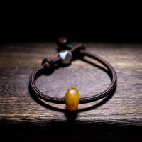 Bracelet d'anxiété en argent sterling 925 avec Bouddha du zodiaque chinois et ambre transparent authentique de KarmaRipple