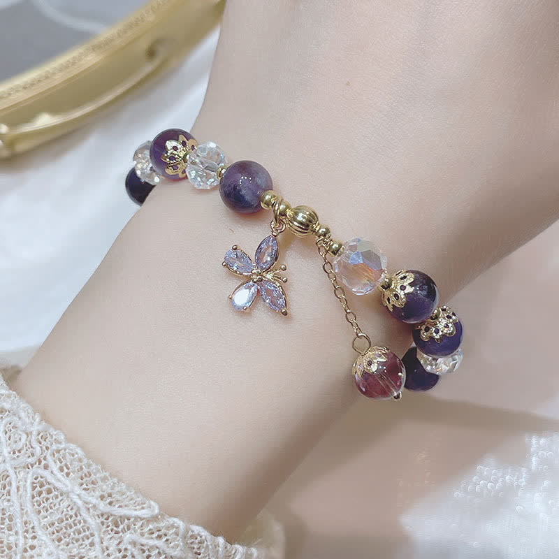 KarmaRipple's Authentic Amethyst Gemstone Spiritual Butterfly Talisman Bracelet p2