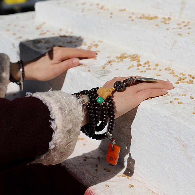 KarmaRipple's Tibet 108 Mala Beadwork Purple Bodhi Seed Bagua Vajra Auspiciousness Bracelet p5