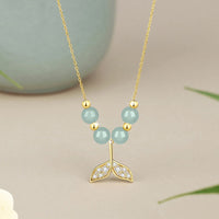 Collier pendentif porte-bonheur en argent sterling 925 et perles de jade Hetian de KarmaRipple