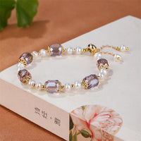 Bracelet chaîne d'équilibrage de la paix en perles d'améthyste authentiques de KarmaRipple