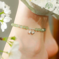 Bracelet de cheville en argent sterling 925, véritable jade Hetian, symbole de prospérité, de KarmaRipple