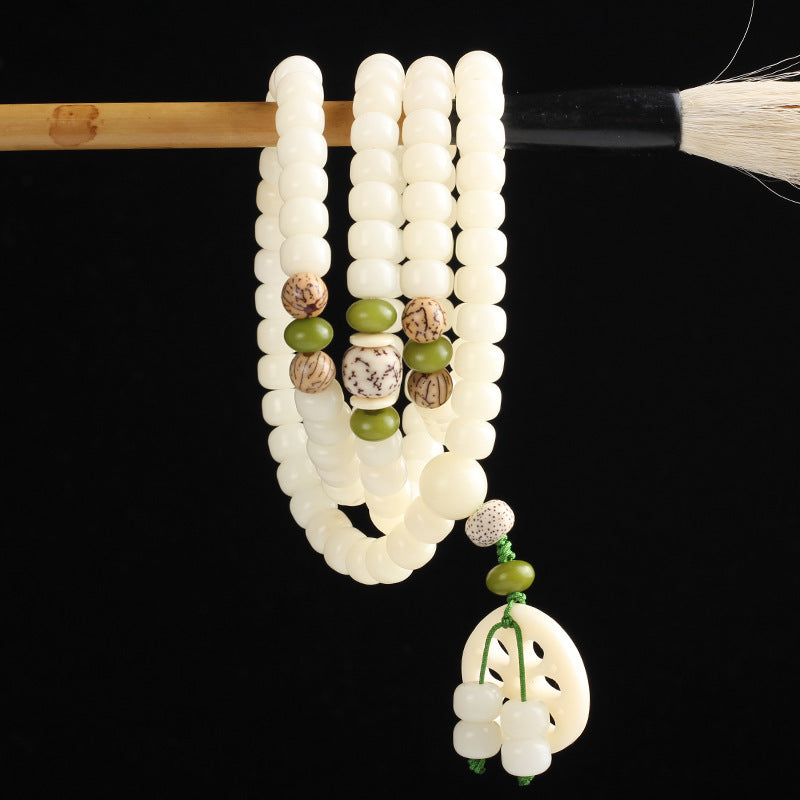 KarmaRipple's Ivory Bodhi Seed Mala 108 Beadwork Fortune Bracelet p5