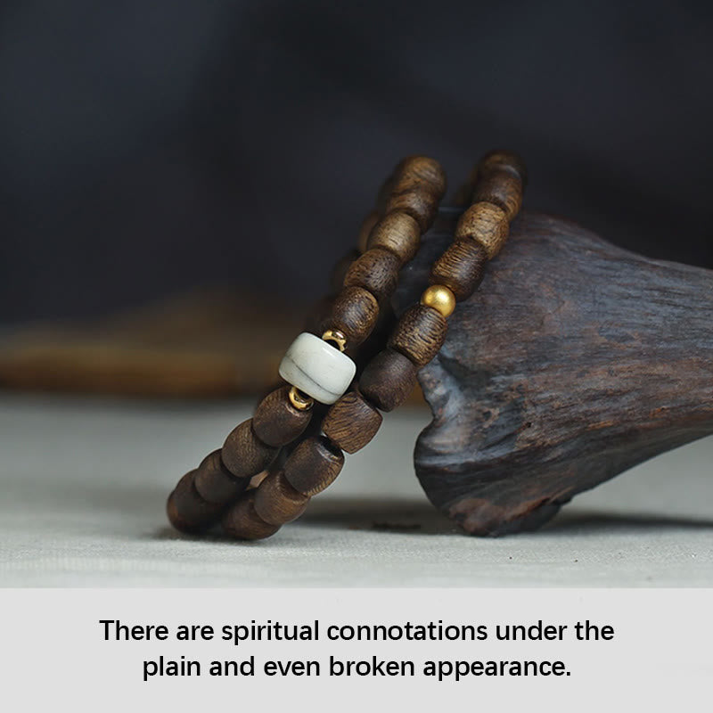 KarmaRipple's 999 Gold Rare Tarakan Agarwood Tibetan Old Spirit Bone Balance Strength Double Wrap Bracelet p16