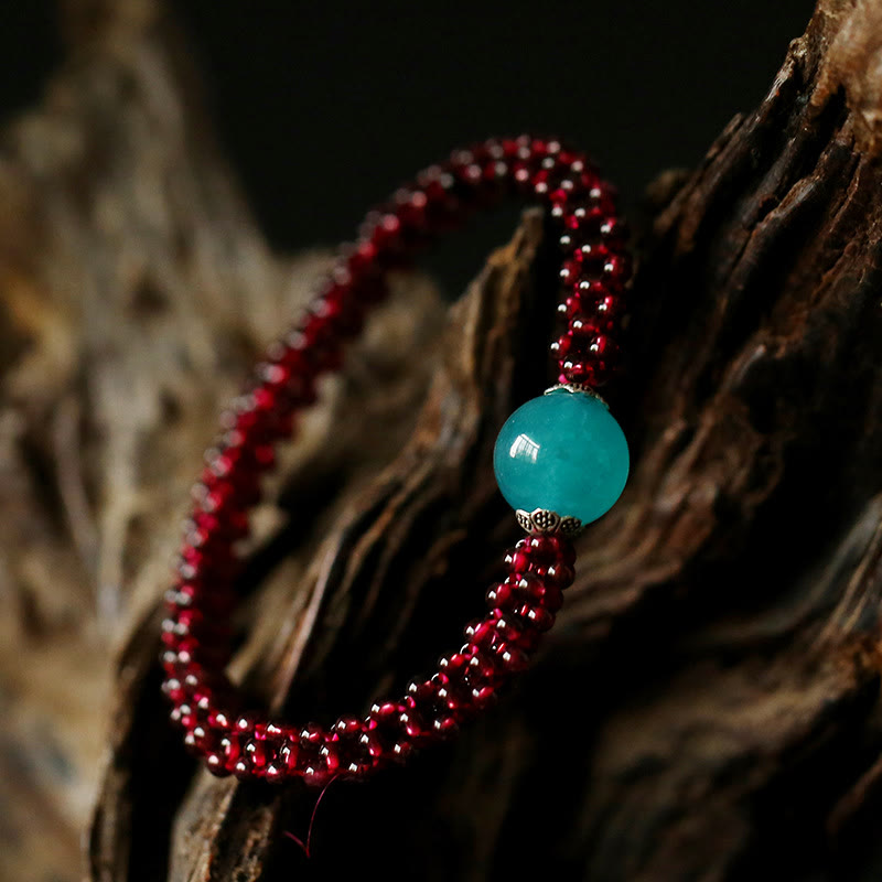KarmaRipple's Authentic Garnet Pink Gemstone Red Agate Amazonite Bead Protection Bracelet p11