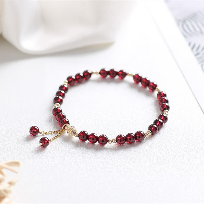 KarmaRipple's 14K Gold Authentic Garnet Calm Bracelet p12