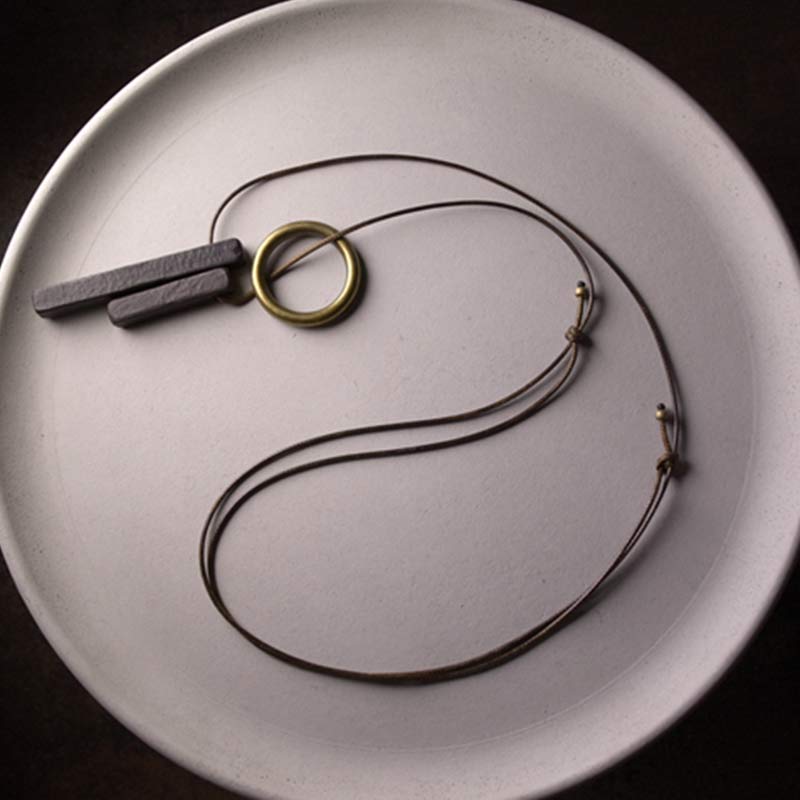 KarmaRipple's Zen Circle Ebony Wood Enlightenment Pendant Necklace p6