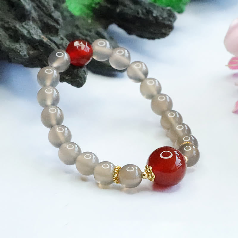 KarmaRipple's Authentic Gray Chalcedony Red Agate Balance Bracelet p6