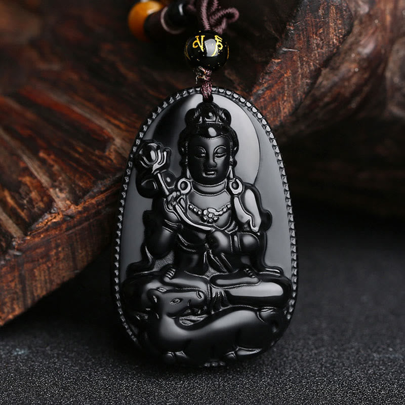 KarmaRipple's Chinese Zodiac Natal Buddha Authentic Black Obsidian Purification Pendant Necklace p32
