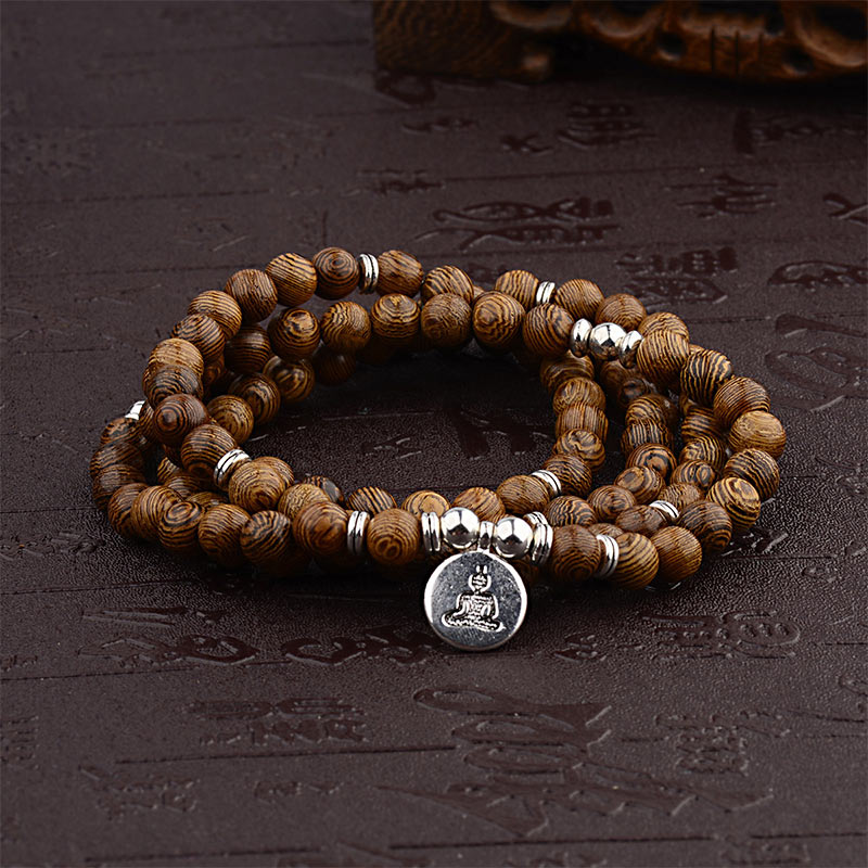 KarmaRipple's Tibetan Lightning Strike Wood Bracelet Lotus Buddha Mala p11