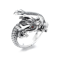 Bague vintage en argent sterling 925 de KarmaRipple, motif Année du Dragon, porte-bonheur