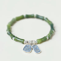 Bracelet en argent sterling 925 et jade de bambou de KarmaRipple, symbole de la chance et de l'abondance