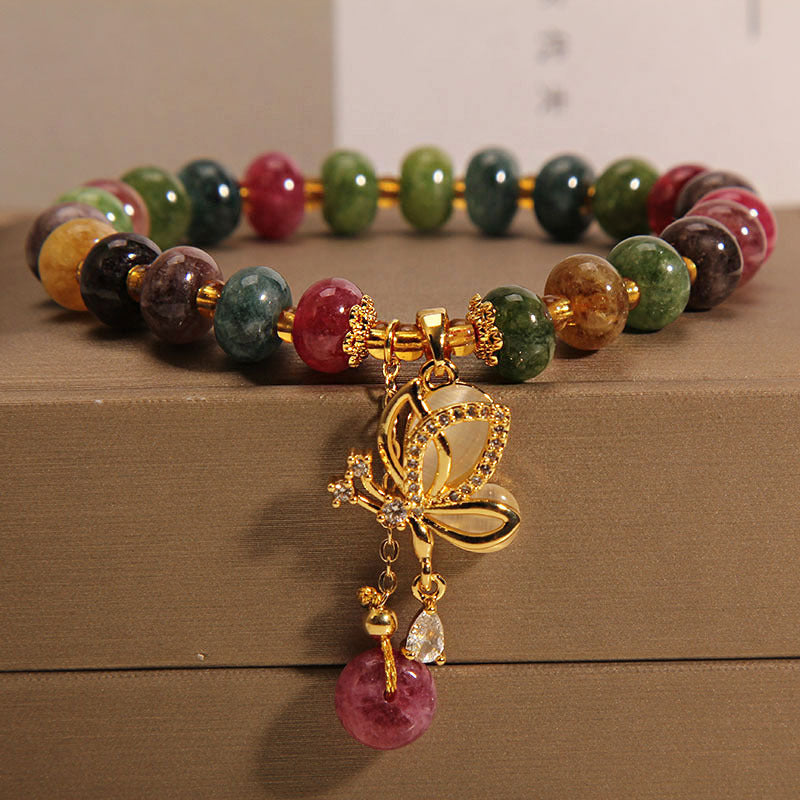 KarmaRipple's Colorful Tourmaline Butterfly Talisman Wisdom Bracelet p10