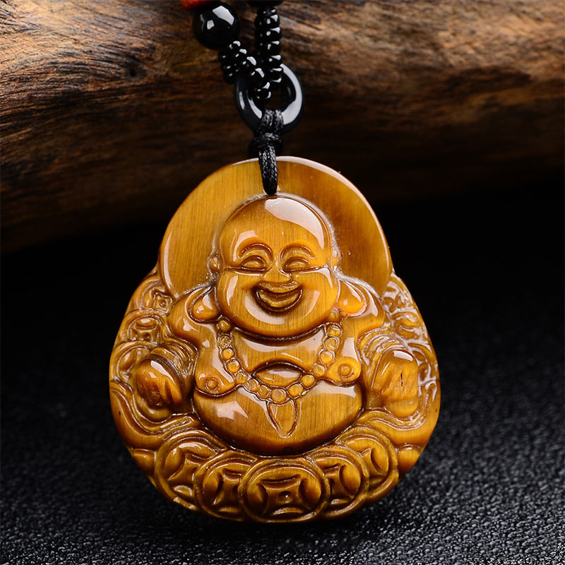 KarmaRipple's Tiger's Eye Laughing Buddha Blessing Pendant p2