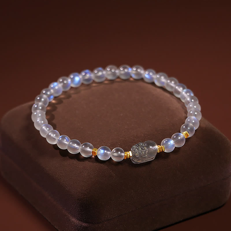 KarmaRipple's 925 Sterling Silver Plated Gold Authentic Moonstone PiXiu Balancing Bracelet p2