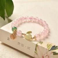 Bracelet authentique en agate verte et pierre précieuse rose de KarmaRipple, symbole de l'amour et du bonheur