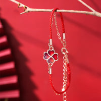Bracelet en argent sterling 925 KarmaRipple, trèfle à quatre feuilles à couleur changeante, protection de la fortune, cordon rouge