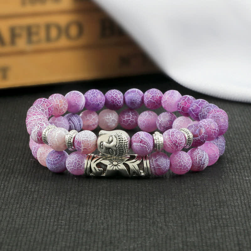 KarmaRipple's 2Pcs Authentic Gemstone Agate Buddha Protection Bracelet p25