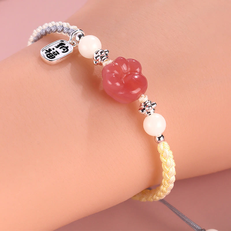 KarmaRipple's Yanyuan Agate Cat Claw Paw Ivory Bodhi Seed Fu Character Positive Woven Rope Bracelet p5