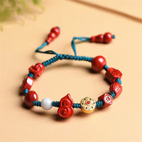 Bracelet en cordon de bénédiction du Bouddha rieur Om Mani Padme Hum en calebasse cinabre authentique de KarmaRipple