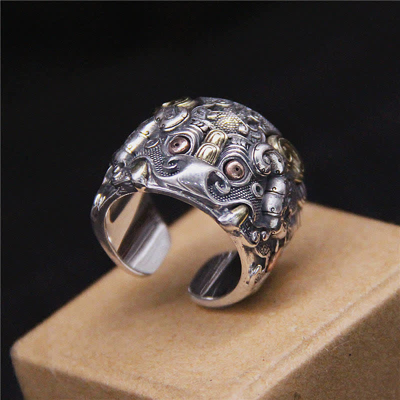 KarmaRipple's 925 Sterling Silver Fengshui Kui Cattle Protection Adjustable Ring p2