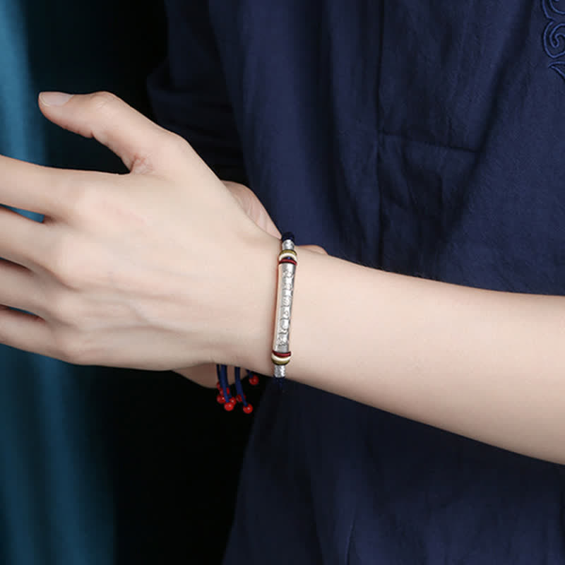 KarmaRipple's 999 Sterling Silver Om Mani Padme Hum Protection Strength String Bracelet p22