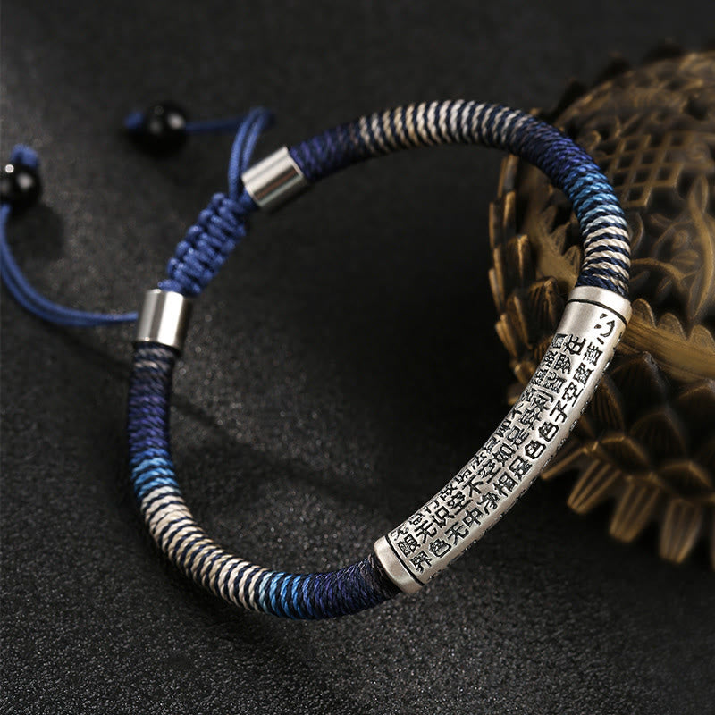 KarmaRipple's 999 Sterling Silver Heart Sutra Calm Handmade Woven Bracelet p2