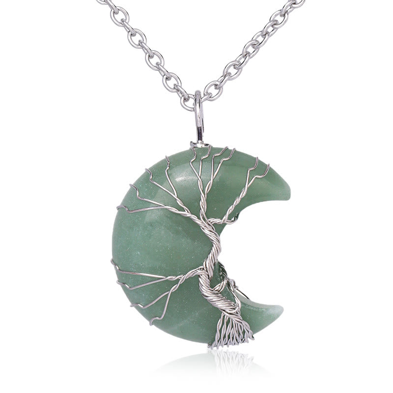 KarmaRipple's Authentic Quartz Gemstone Moon Tree Of Life Balancing Energy Pendant Necklace p23