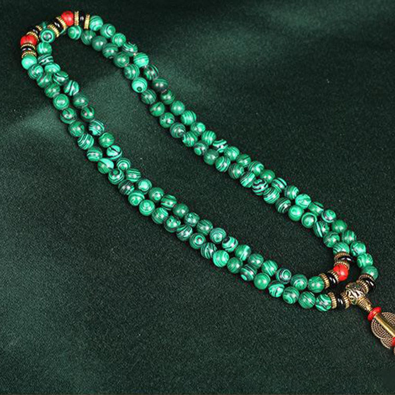 KarmaRipple's Tibetan 108 Mala Malachite Beadwork Bracelet Pendant p9