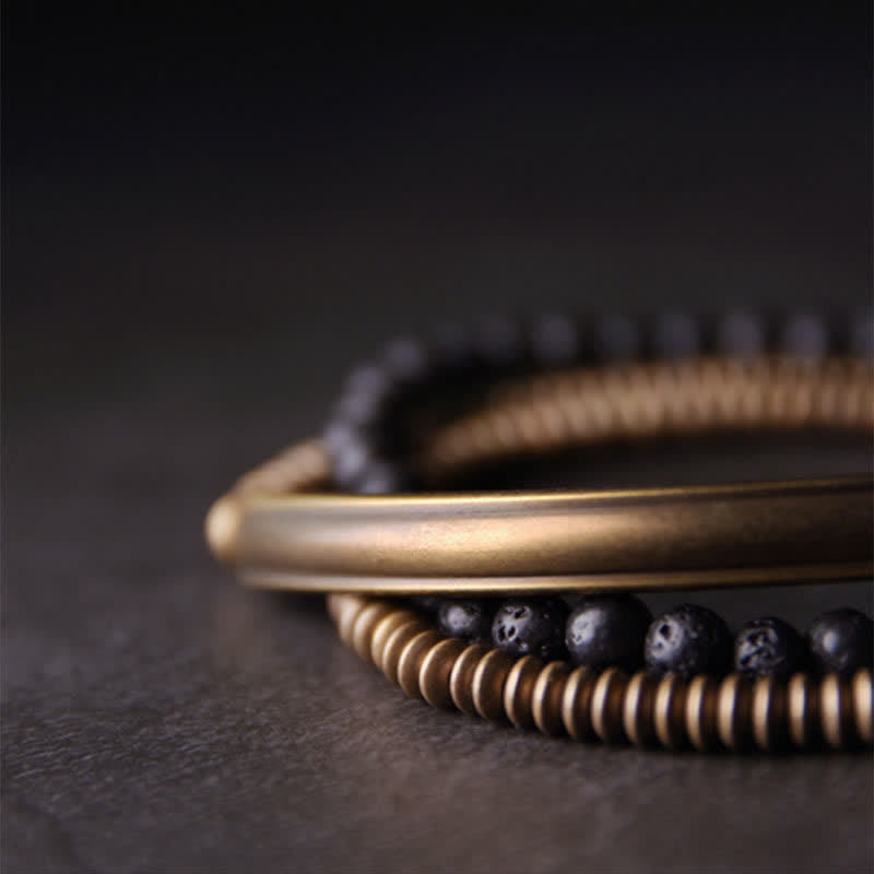 KarmaRipple's Vintage Lava Rock Bronze Support Bracelet p11