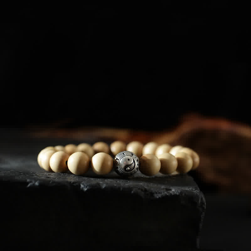 KarmaRipple's Tibet Peach Wood Lotus Cinnabar Bagua Yin Yang Fortune Wealth Bracelet p1