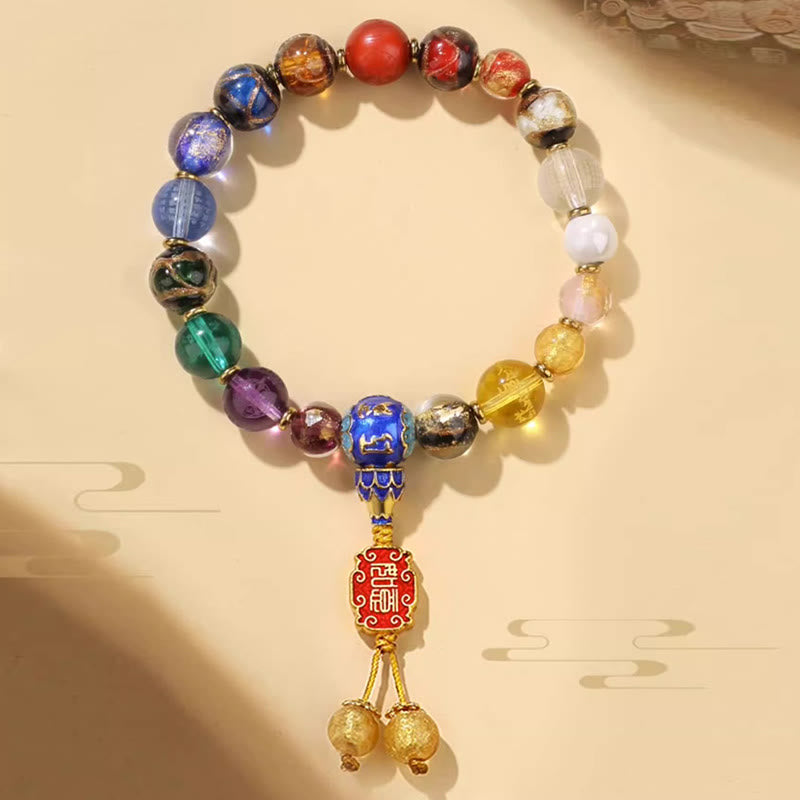 KarmaRipple's Tibetan Colorful Incense Ash Liuli Glass Bead Om Mani Padme Hum Dorje Vajra 18 Beadwork Wrist Mala p6