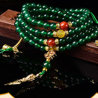 Bracelet Mala en agate verte authentique 108 perles de KarmaRipple