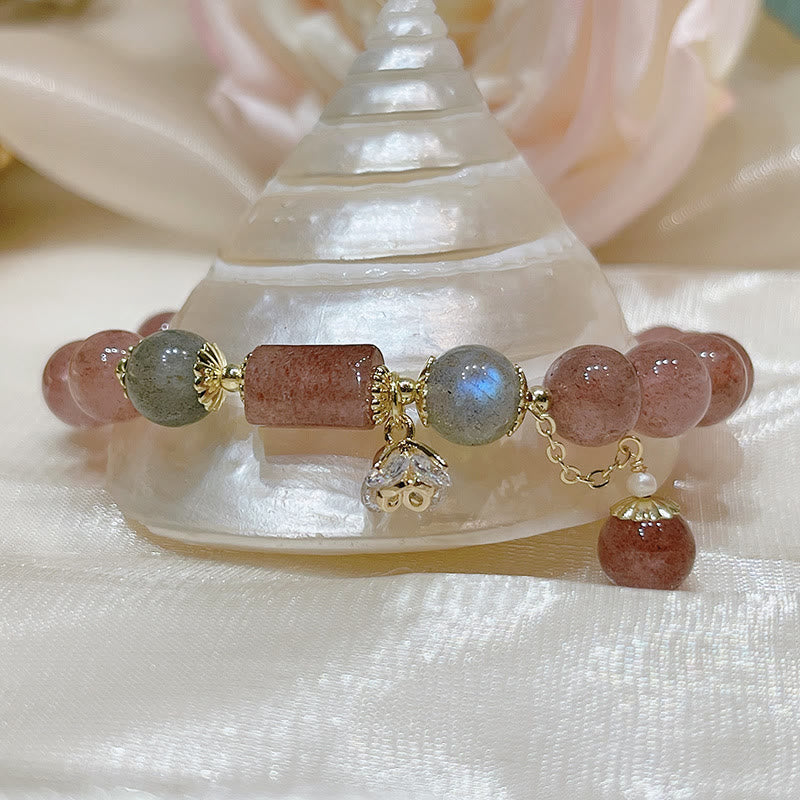 KarmaRipple's Authentic Strawberry Quartz Moonstone Love Bracelet p3