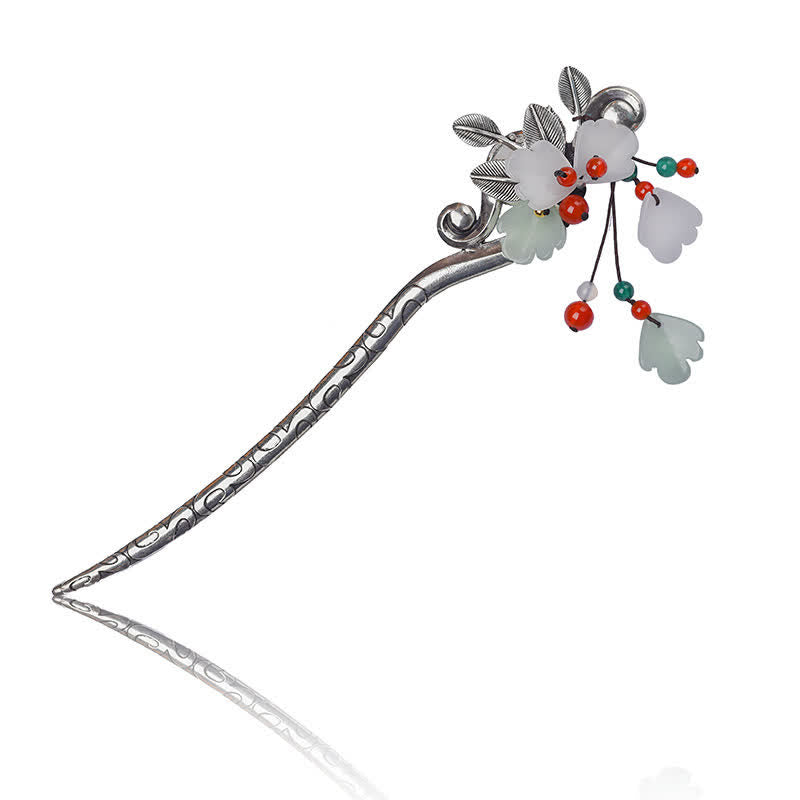 KarmaRipple's Red Agate Flower Leaf Calm Confidence Tassel Hairpin p7